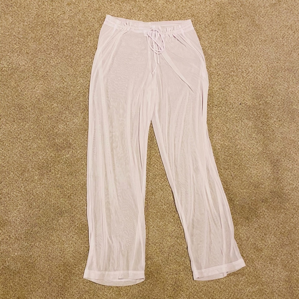 La Palapa WHITE sheer long pants with draw MEDIUM